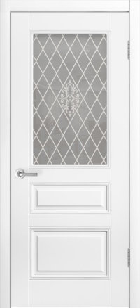 Межкомнатная Дверь Ульяновская «Версаль Трио 2» Премиум класс, Эмаль Белая Натуральный шпон