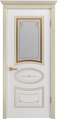 Межкомнатная дверь Ульяновская «Версаль Ария Грейс 2» Премиум класс, Эмаль белая с золотой патиной