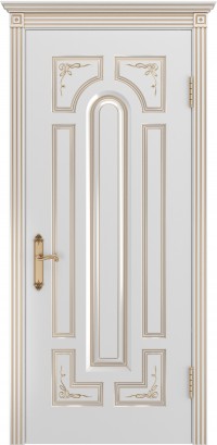 Межкомнатная дверь Ульяновская «Версаль Октава» Премиум класс, Эмаль белая с золотой патиной