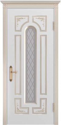 Межкомнатная дверь Ульяновская «Версаль Октава» Премиум класс, Эмаль белая с золотой патиной