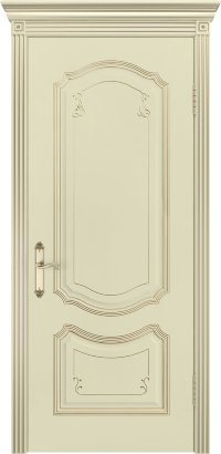 Межкомнатная Дверь Ульяновская «Версаль Соло 2» Премиум класс, Эмаль слоновая кость-золотая патина Натуральный шпон