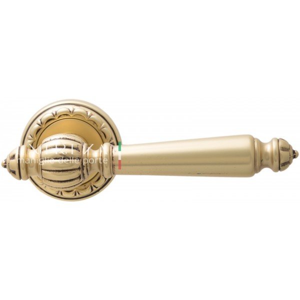 Дверная ручка EXTREZA DANIEL 308 R02 F59 Французское золото + коричневый 