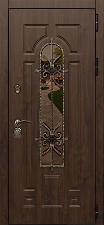 Входная уличная дверь с ковкой COMMANDDOORS Лацио 3К Винорит 