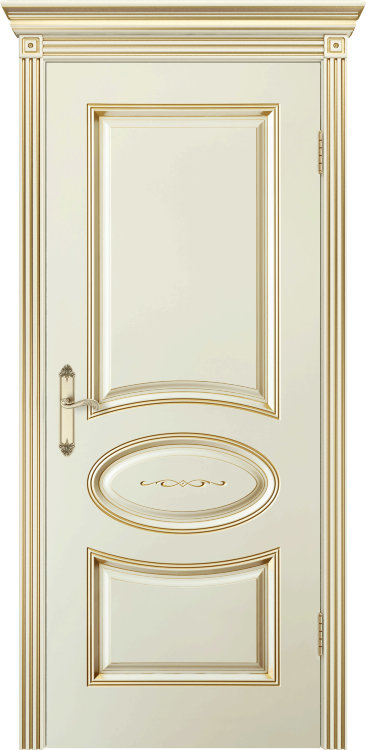 Межкомнатная дверь Ульяновская «Версаль Ария 1» Премиум класс, Эмаль слоновая кость с золотой патиной 