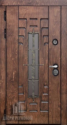 Входная уличная металлическая дверь"Викинг" Влагостойкий щит, ковка и стекло 