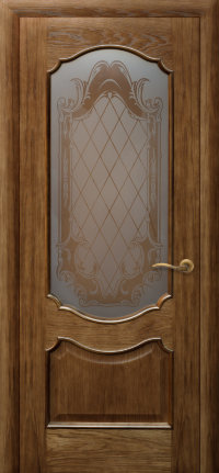 Межкомнатная Дверь Ульяновская "Рубин 2" Дуб Тонированный остеклённая. Натуральный шпон
