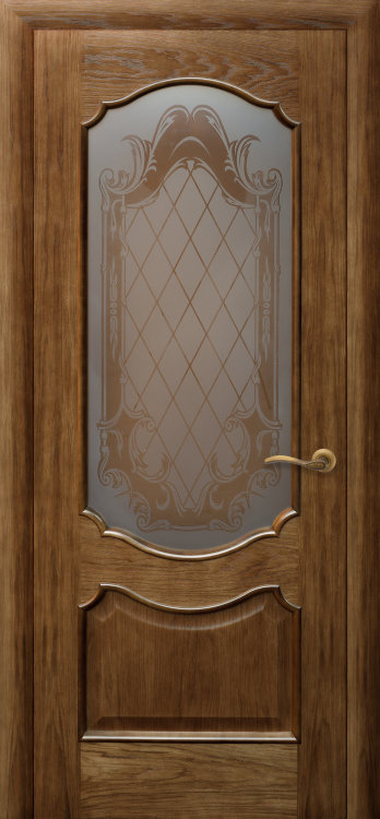 Межкомнатная Дверь Ульяновская "Рубин 2" Дуб Тонированный остеклённая. Натуральный шпон 