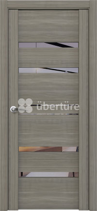 Двери межкомнатные Uberture Uniline 30030 с зеркальными вставками Новосибирские межкомнатные двери покрытые экошпоном Убертюр Юнилайн 30030 с зеркальными вставками.