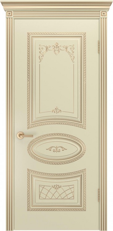 Межкомнатная дверь Ульяновская «Версаль Ария 4» Премиум класс, Эмаль слоновая кость с золотой патиной 