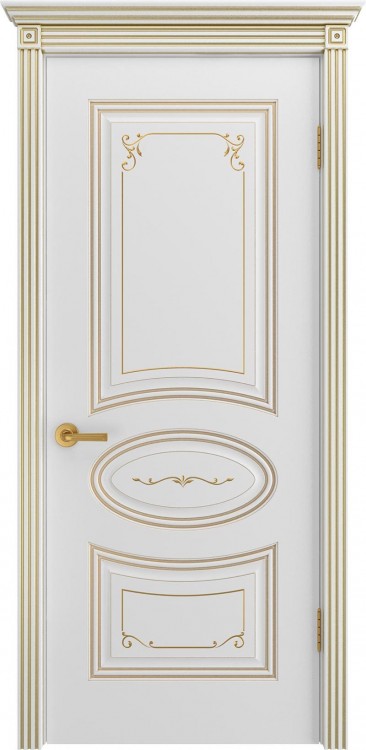 Межкомнатная дверь Ульяновская «Версаль Ария Грейс 2» Премиум класс, Эмаль белая с золотой патиной 