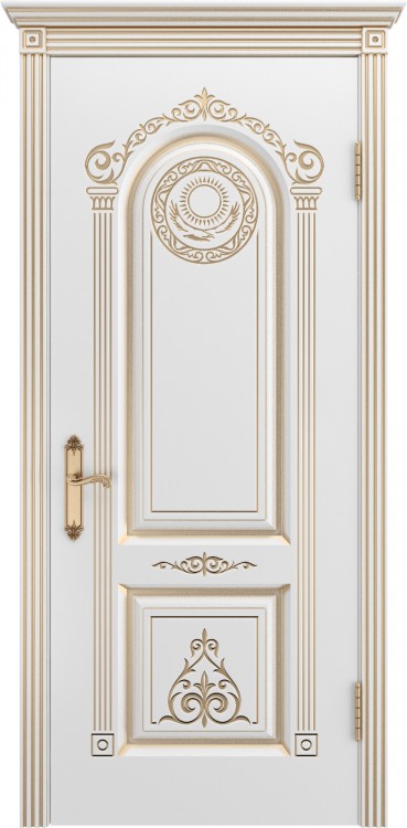 Межкомнатная дверь Ульяновская «Версаль Ода 3» Премиум класс, Эмаль белая с золотой патиной 