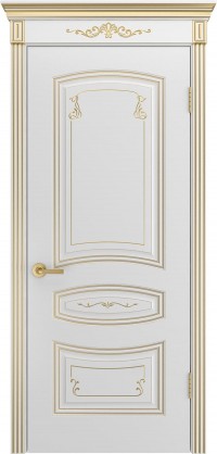 Межкомнатная дверь Ульяновская «Версаль Соната Грейс 2» Премиум класс, Эмаль белая с золотой патиной