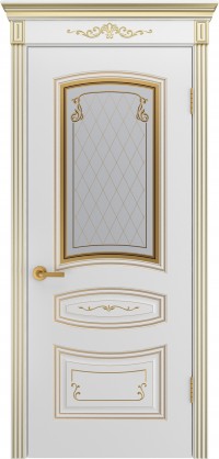 Межкомнатная дверь Ульяновская «Версаль Соната Грейс 2» Премиум класс, Эмаль белая с золотой патиной Межкомнатная классическая дверь серии ВЕРСАЛЬ, модель Соната Грейс 2, покрыта белой эмалью с золотой патиной. Стекло с рисунком фотопечать. Сочетание строгих классических форм и оригинально выполненного багета с филигранно нанесённым на него орнаментом придают интерьеру незабываемый утонченный образ. Прекрасный выбор для тех, кто предпочитает классику. Классическая модель не выходит из моды и всегда актуальна.